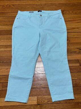 Talbots Womens Jegging Crop Skinny Jeans Plus Sz 16W Turquoise Stretch Denim